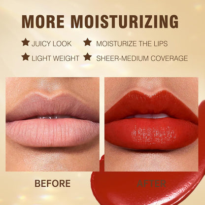 MAKI YIKA Red Lipstick for Women Moisture Hydrate Lipsticks Glossy Coral Lipsticks Sheer Finish Lightweight Tinted Lip Balm(Z05 Coral Moon)