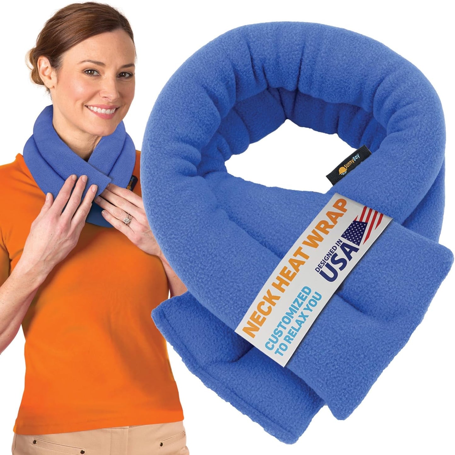 SunnyBay Microwave Heating Pad, Microwavable Moist Heated Neck and Shoulder Wrap, Versatile Weighted Beanbag Cold Pack or Warm Compress for Pain Relief, 26x4 Inches, Made in USA, Sky Blue