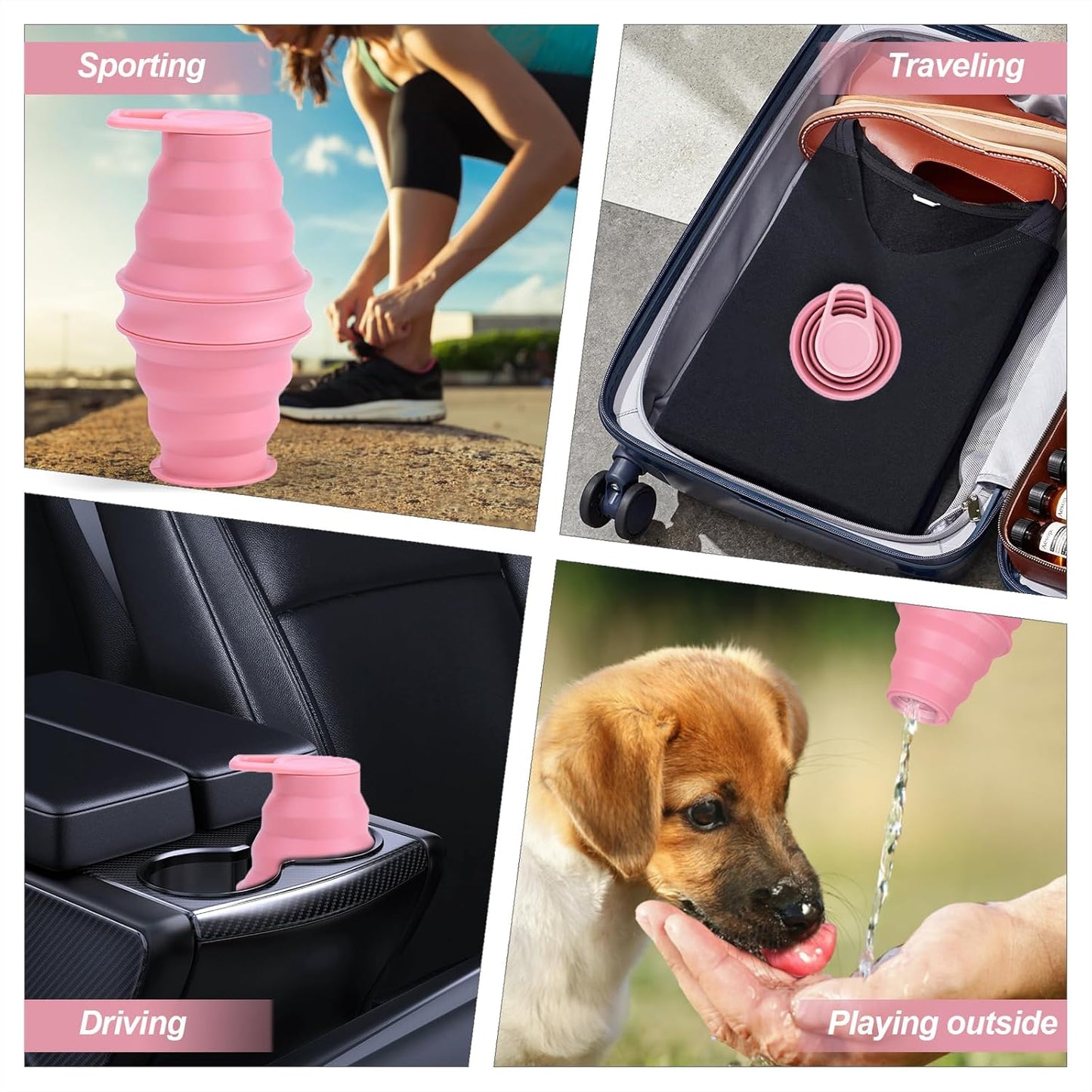 17oz Collapsible Water Bottle,Reuseable BPA Free Silicone Foldable Water Bottles for Outdoor, Travel Gym Hiking,Backpacking Portable & Leakproof,Portable Leak Proof Sports Water Bottle (A)