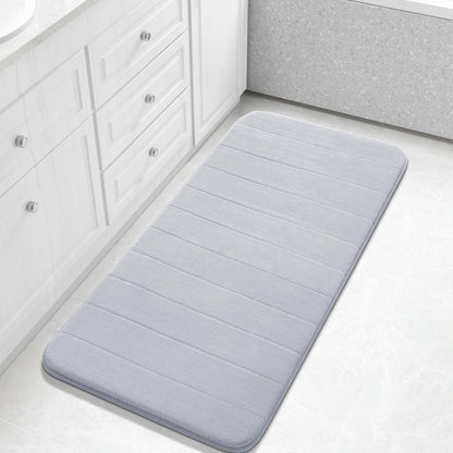 Yimobra Long Bath Mat 44"x24", Super Soft Quick Dry Memory Foam Bathroom Rug, Water Absorbent, Non Slip Backing Machine Washable for Tub Shower, Thick Comfort Support, Silver