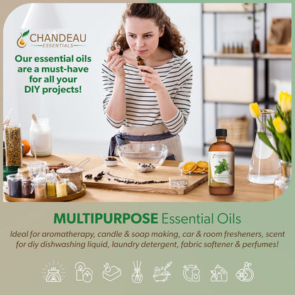 100% Pure Organic Essential Oil, Pure Peppermint Essential Oil for Aromatherapy, Soap Making, Candles, Laundry, Perfume, Cleaners or Diffusers - Large Amber Glass Bottle, 16 oz.