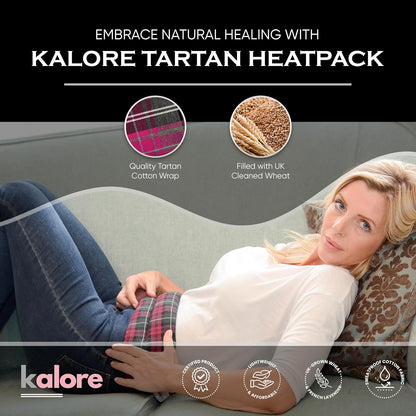 Microwavable Heating Pads for Winter Warmth, Back, Stomach & Head Comfort – Kalore Soft Cotton Tartan Neck Wrap – Even Heat Distribution Hot Compress Bag – Wheat Heat Pad XL – Unscented – Pink