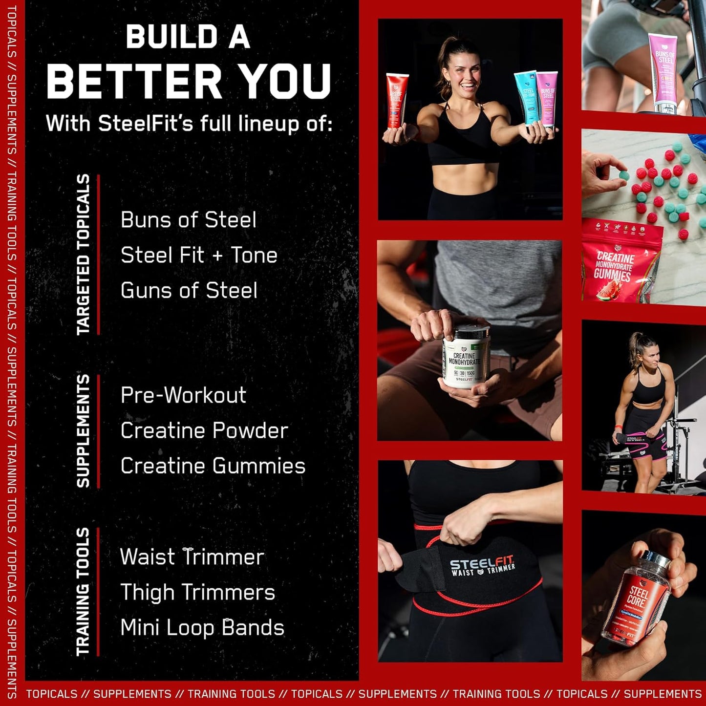 SteelFit Abs of Steel Maximum Definition Cream - Skin Tightening, Toning & Firming Lotion for Sculpting Abs - L-Carnitine Pre & Post Workout Supplement for Men & Women - Non-Greasy Formula, 3.4 Ounces