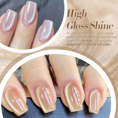 Born Pretty Cat Magnetic Eye Gel Nail Polish Cat Magnetic Shimmer Glitter Holographic Nail Polish Autumn Winter Moonlight Nude Brown Pink Purple 7ML 6PCS