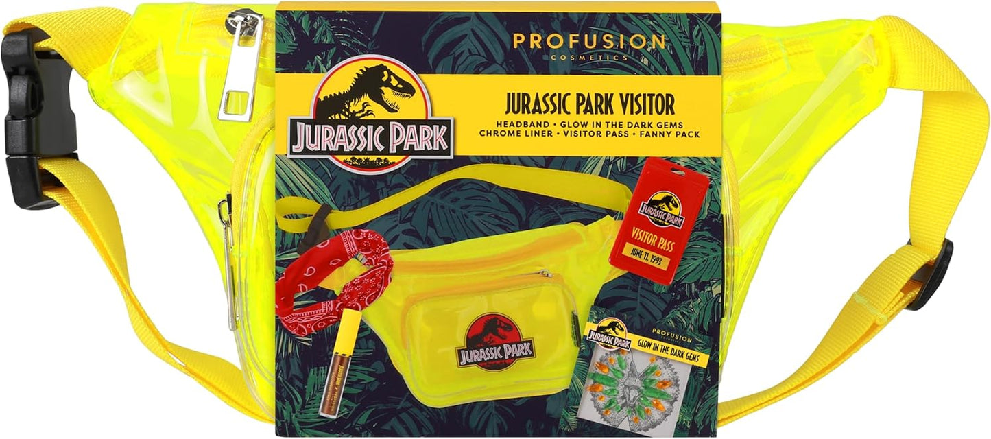 Profusion Cosmetics Jurassic Park Adventure Beauty Set - Experience the Thrills with the Jurassic Park Visitor Set - Face & Body Glow Gems, Chrome Liner, Collectors' Pass & Beauty Headband