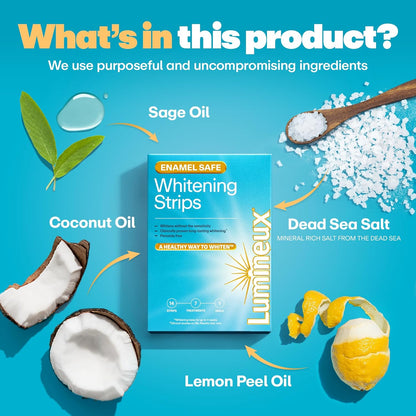 Lumineux Whitening Starter Set – Peroxide Free - Enamel Safe for Whiter Teeth – Includes 7 Whitening Treatments & 2 Pack Whitening Toothpaste, Fluoride Free & Dentist Formulated