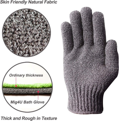 MIG4U Shower Exfoliating Scrub Gloves, Bathing Gloves Body Wash Dead Skin Removal Deep Cleansing Sponge Loofah for Women Men