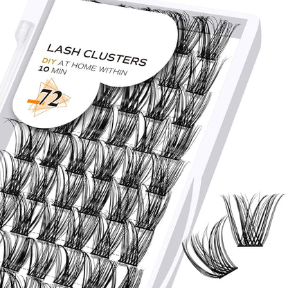 Lash Clusters B10 Mixed Tray DIY Eyelash Extensions 72 Clusters Lashes B&Q Eyelash Extensions Volume Wispy Individual Lash Clusters at Home Lash Extensions (B10,D-8-16MIX)