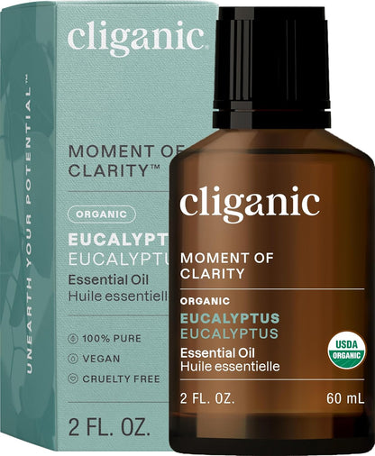 Cliganic Organic Eucalyptus Essential Oil - 100% Pure Natural for Aromatherapy Diffuser | Non-GMO Verified (Packaging May Vary)