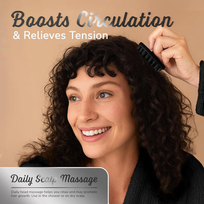 Silicone Scalp Scrubber - Massage Shampoo Brush, Soft Bristles for Hair Growth & Dandruff Removal - Ergonomic Design, Wet & Dry Use, Deep Cleansing Scalp Exfoliator for All Hair Types - Black