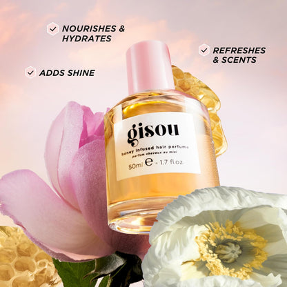 Gisou Honey Infused Hair Perfume, A Delicate Hair Fragrance with Sweet Notes of Honey Blended into Spring Florals, Nourishing and Hydrating Hair Shine Spray (1.7 fl oz)