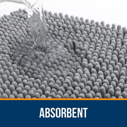 OLANLY Bathroom Rugs 40x32, Extra Soft Absorbent Chenille Bath Rugs, Rubber Backing Quick Dry, Machine Washable Bath Mats for Bathroom Floor, Tub and Shower, Home Decor Accessories, Grey