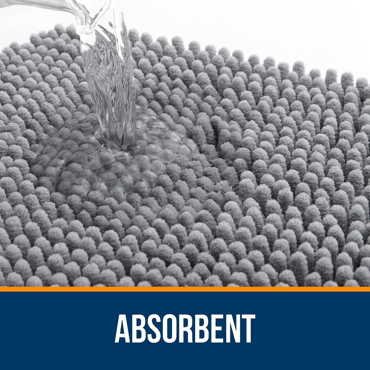 OLANLY Toilet Rugs U-Shaped 24x20, Extra Soft Absorbent Chenille Contour Bathroom Rugs for Toilet, Dry Quickly, Machine Washable, Non-Slip Bath Mat, Grey