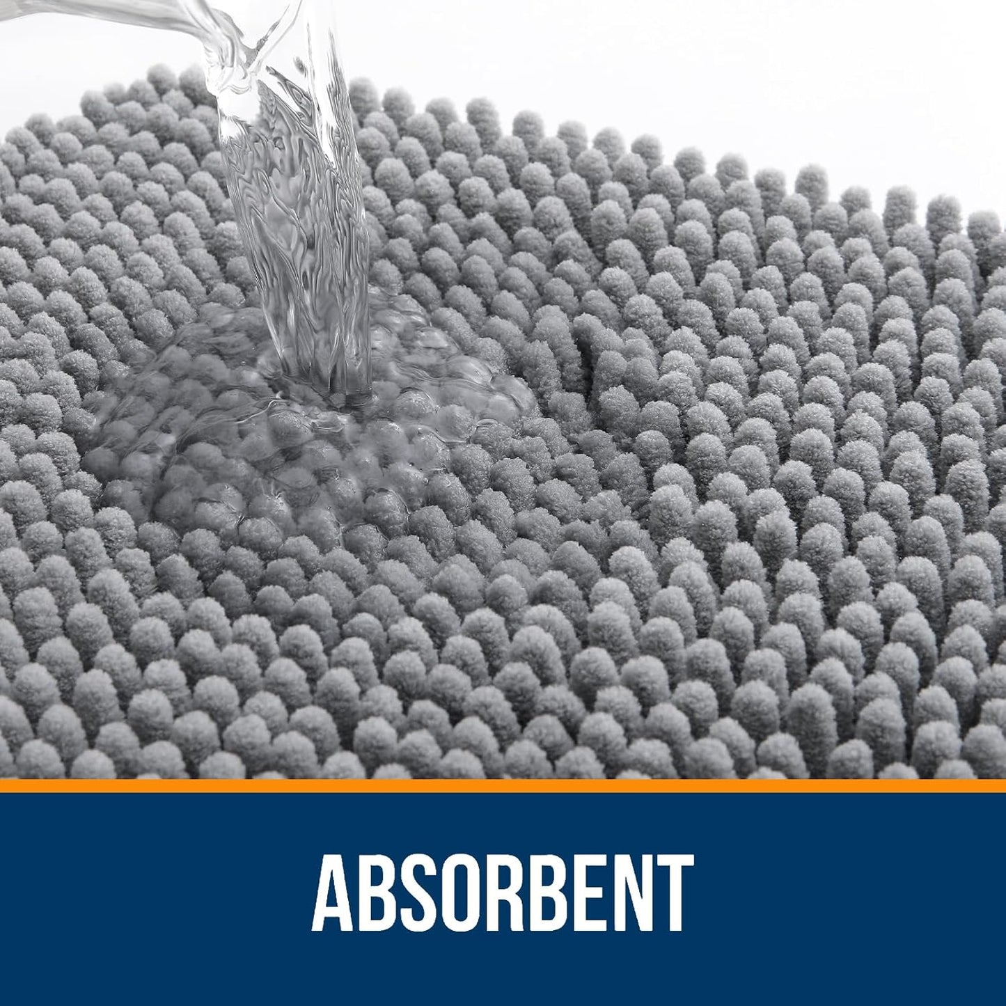 OLANLY Bathroom Rugs 70x46, Extra Soft Absorbent Chenille Bath Rugs, Rubber Backing Quick Dry, Machine Washable Bath Mats for Bathroom Floor, Tub and Shower, Home Decor Accessories, Grey