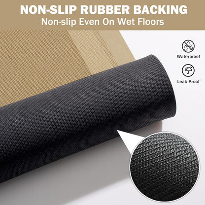 Non Slip Long Bath Mat Bathroom Runner, Rubber Backing Ultra Thin Bathroom Rugs Fit Under Door Quick Dry Super Absorbent Washable Bath Rug Shower Mat for Bathtub Sink Floor, Brown 24"x48"