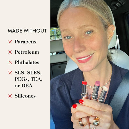 goop Beauty Lip Balm Trio | Clean Moisturizer for Chapped, Cracked & Dry Lips | Clear, Peony, & Tomato | Tinted for Sheer Color | Petroleum Free | 0.16 fl oz Each