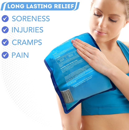 Reusable Gel Ice Packs - Extra Large Blue Set of 2 - Cold Packs for Injuries & Pain Relief - Back & Hip Hot & Cold Treatment