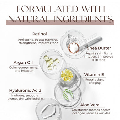 Retinol & Vitamin E Face Moisturizer - Dermatologist Tested, Hydrating, Restores Sun-Damaged Skin, Anti-Aging - Reduces Acne Scars, Clean Beauty, Cruelty-Free Korean Skincare - 1.69 Fl oz