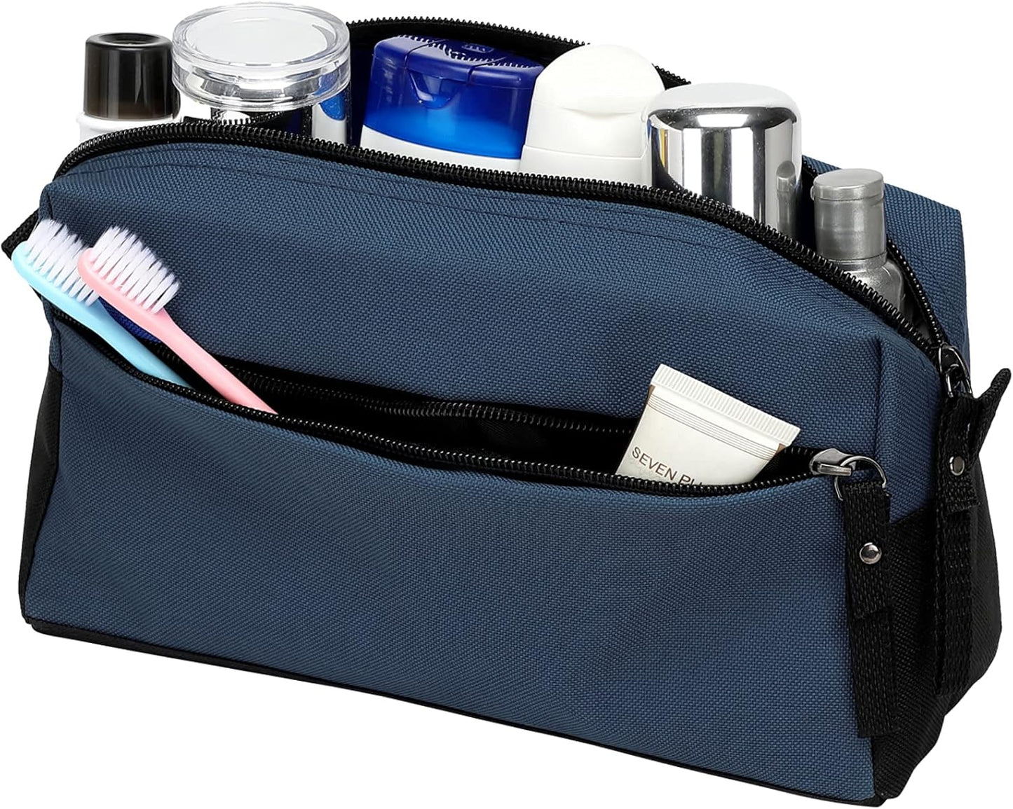BuyAgain Toiletry Bag, Toiletry Travel Bathroom Bag Waterproof Cosmetic Make up Pouch Dopp Kit For Men or Women, Denim Blue