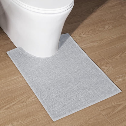 chakme Bathroom Rugs Mat U-Shaped 24x17, Ultra ThinNon Slip Bath Mat Small Quick Dry Absorbent Bath Matfor Bathroom Floor, (Light Grey, U-24"x17")