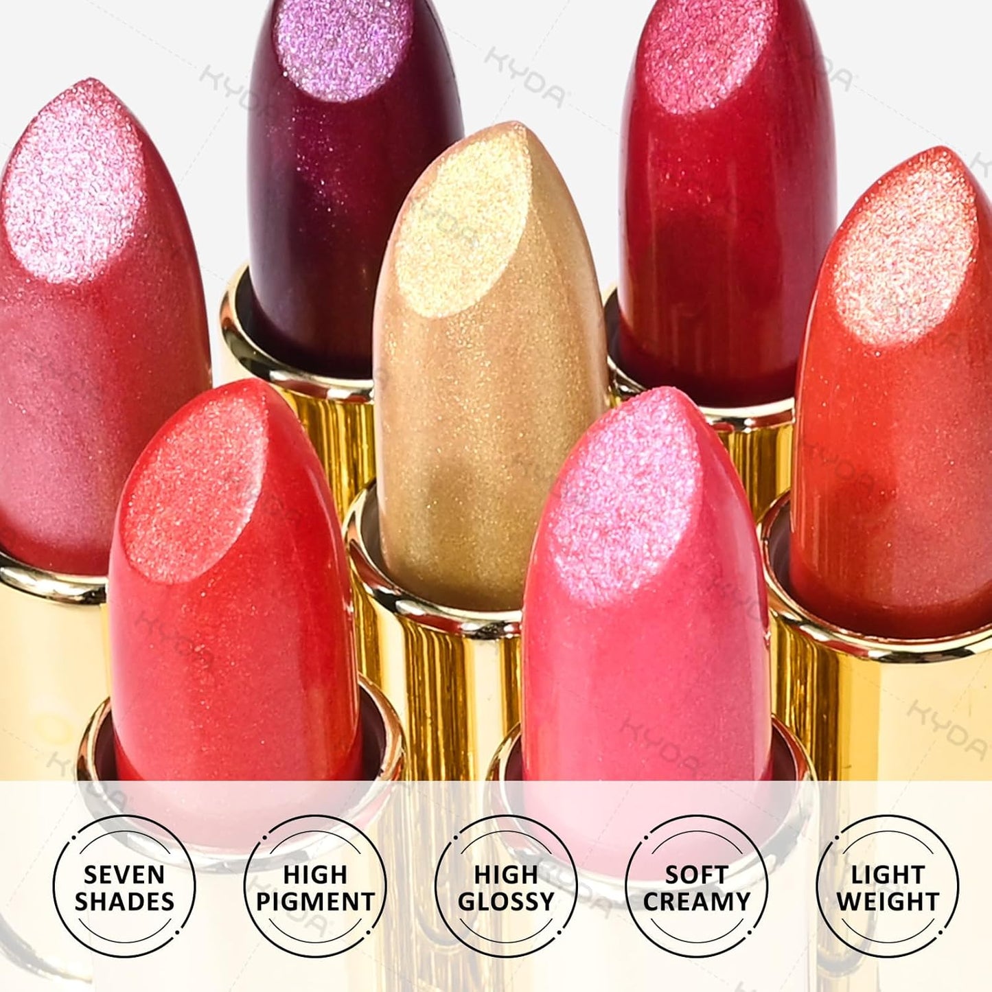 KYDA Orange Shimmer Lipstick, Metallic Pearl Lipstick, Lasting Non-sticky Glitter Lips Color, High Glossy Lips Makeup for Women, Coral Orange