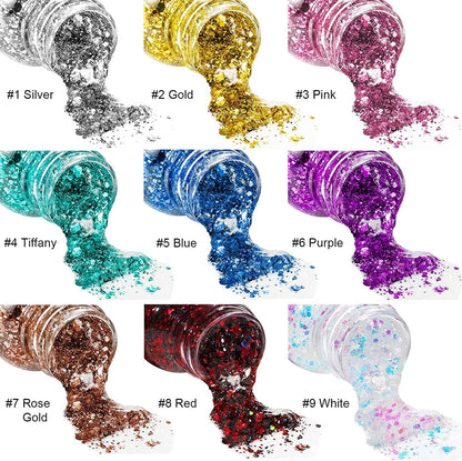 MAEPEOR Chunky Face Body Glitter Gel 19 Colors Mermaid Sequins Holographic Body Glitter Gel Long-Lasting Festival Makeup Glitter Paint for Face Body Hair Nails (30g, 06 Purple)