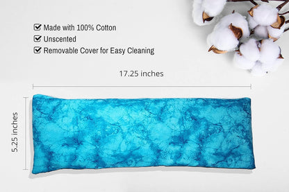 Microwavable Corn Filled Heating Pad and Cold Pack/Washable 100% Cotton Cover (Watermark - Aqua, 5.25in W x 17.25in L)