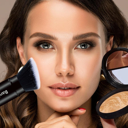 Makeup Brush Kabuki Face Brushes Retractable Travel Blush Kabuki Brush Portable Flawless for Foundation, Powder Blush, Bronzer, Buffing, Liquid, Cream, Cruelty Free with Cover(1PCS)