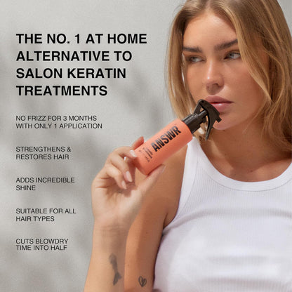 ANSWR At Home Brazilian Keratin Hair Treatment for All Hair Types – Deep Nourishment, Eliminates Frizz, Salon Results At Home, Sulfate-Free, Safe for Colored Hair, 90 Day Lasting results