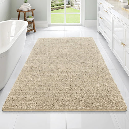 OLANLY Bathroom Rugs 70x46, Extra Soft Absorbent Chenille Bath Rugs, Rubber Backing Quick Dry, Machine Washable Bath Mats for Bathroom Floor, Tub and Shower, Home Decor Accessories, Beige
