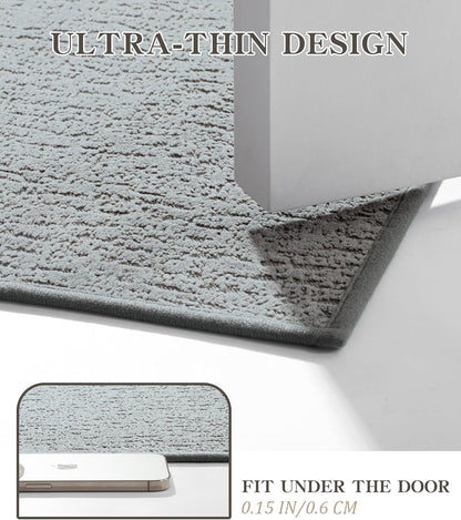 chakme Bathroom Rugs Mat 32x17, Ultra Thin Non Slip Bath Mat Quick Dry Absorbent Bath Mat for Bathroom Floor, (Light Grey, 32"x17")