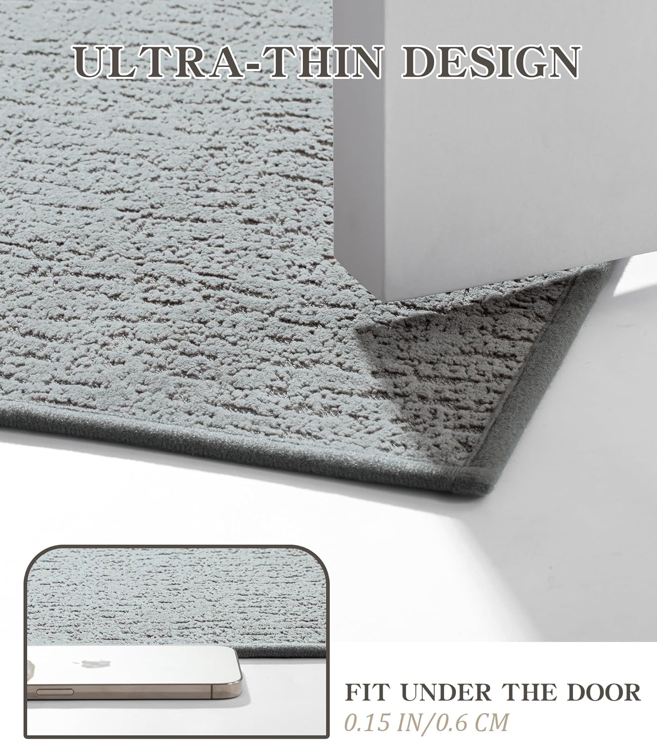 chakme Bathroom Rugs Mat 36x24, Ultra Thin Non Slip Bath Mat Quick Dry Absorbent Bath Mat for Bathroom Floor, (Light Grey, 36"x24")