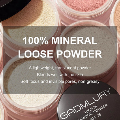 Mineral Setting Powder, SPF 35, Sunscreen Pink Face Loose Blurring FinishingPowder, Sheer Coverage, Weightless and Oil Control. Extend Base Makeup (#04 Pink Setting Makeup)