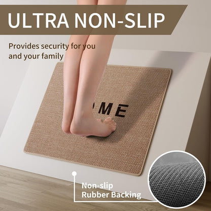 Brown Bath Mat Bathroom Rugs, Ultra Thin Bath Mats Fit Under Door Bathroom Floor, Super Absorbent Quick Dry Machine Washable Bath Rug Shower Mat, Non Slip Rubber Backing, 24" x 35"
