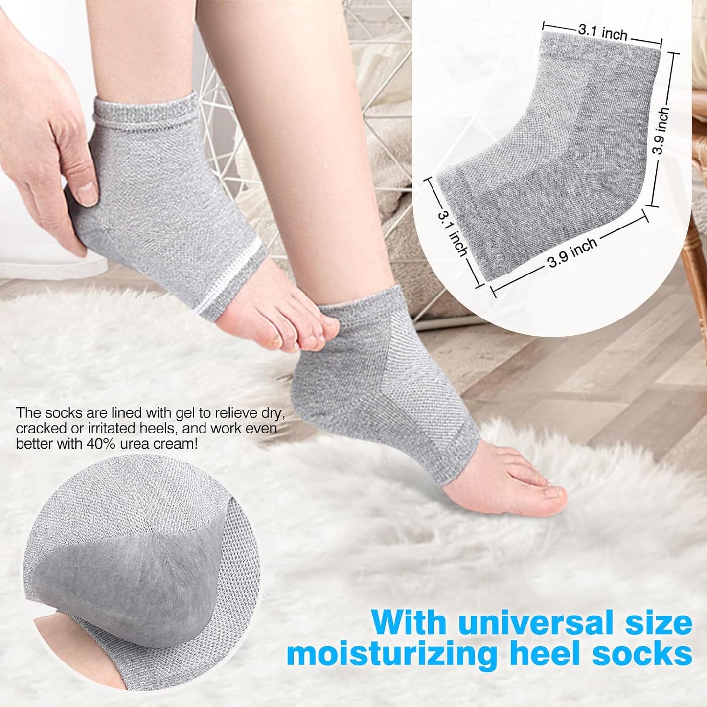 Urea Cream 40 Percent for Feet Maximum Strength, with Moisturizing Heel Socks for Cracked Heel,Foot Cream for Dry Cracked Heels and Feet,Urea Lotion, 3.5 OZ, Foot Files