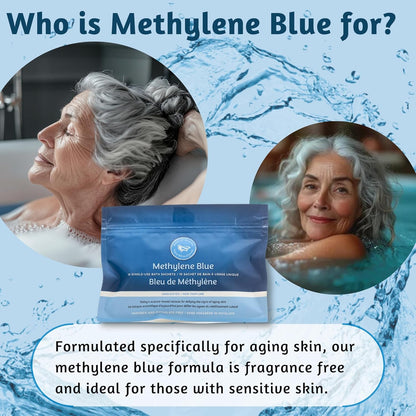 Methylene Blue Bath Soak | Age Defying Serum for Aging and Fragile Skin | Supplement for Defying The Signs of Aging Fragile Skin | USP Pharmaceutical Grade | 10 Dissolvable Sachets
