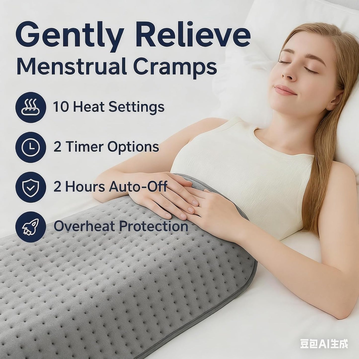 Large Heating Pad,20"x40" Extra Large Heating Pad for Back Pain Relief Electric Heating for Period Cramps Neck Shoulder Knee Pain Relief Moist/Dry Heat Auto Shut Off 10 Heat Setting Machine Washable