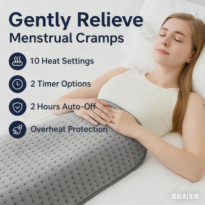 Large Heating Pad,20"x40" Extra Large Heating Pad for Back Pain Relief Electric Heating for Period Cramps Neck Shoulder Knee Pain Relief Moist/Dry Heat Auto Shut Off 10 Heat Setting Machine Washable