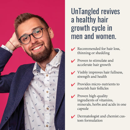 UnTangled Hair Vitamins (60-day supply) - Collagen & Biotin Supplement for Women & Men, Visibly Thicker, Faster Hair Growth