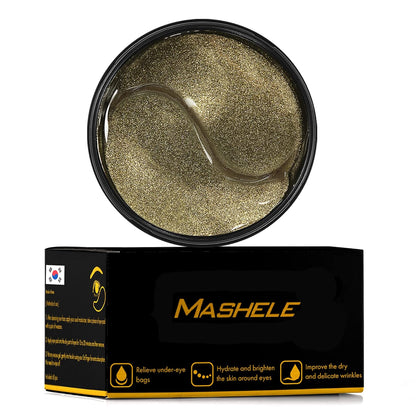 Korean Under Eye Patches 24K Gold Black Pearl Mask Anti-Aging Hyaluronic Acid Collagen Neck Forehead Laugh Line Pad Reducing Dark Circles Treatment (60pcs, gold patches 60pcs)