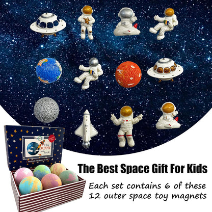 Galaxy Bath Bombs for Kids with Surprise Inside - Organic Bubble Bath Bombs with Educational Outer Space Planet Toys. Gentle, Natural & Kids Friendly - Birthday Gifts for Boys, Toddlers, Girls