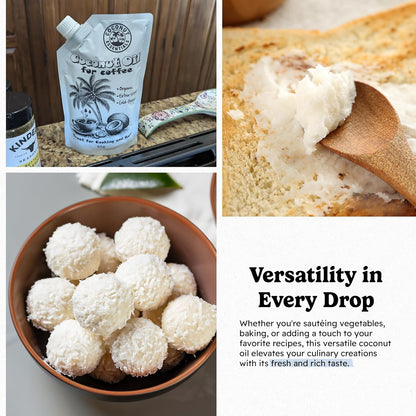 Coconut Essentials - Organic Coconut Oil for Coffee, Cold-Pressed, MCT Oil for Weight Loss, Brain & Digestive Health, Keto-Friendly, Natural Slim, 1 Pouch, 15 fl oz