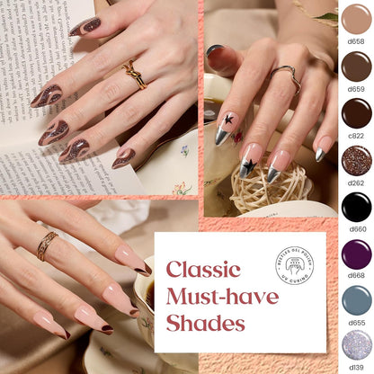 Beetles Gel Polish Liner Nail Art Set, 50 Colors Spring Summer Reflective Glitter Pink Red Blue Green Silver Gel Polish Soak Off UV Built Thin Brush in Bottle Nail Design Polish Rainbow Nails