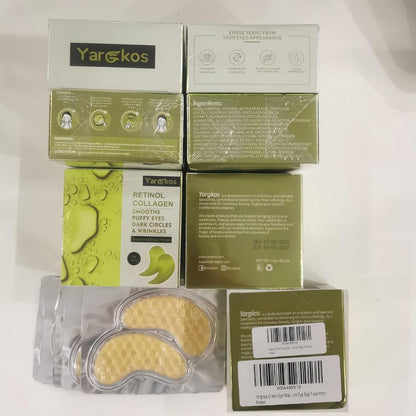 Green Eye Mask 60Pcs, 5 Portable 24K Gold Hydrating Under Eye Patches, 30 Pairs Women Men Collagen Undereye Gel Pads for Dark Circles Puffy Eyes Puffiness Wrinkle Eye Bag Treatment