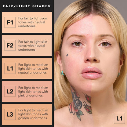 COVER FX Total Cover Cream Foundation - Shade F1 - Buildable Coverage - Natural Finish - Oil-Free - Sweat-Proof