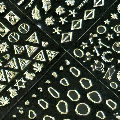 30 Sheets Silver Nail Art Stickers 3D Self-Adhesive Line Nail Decals Silver Star Nail Stickers Moon Heart Nail Supplies Nail Art Design for DIY Acrylic Nails Decoration Accessories for Women