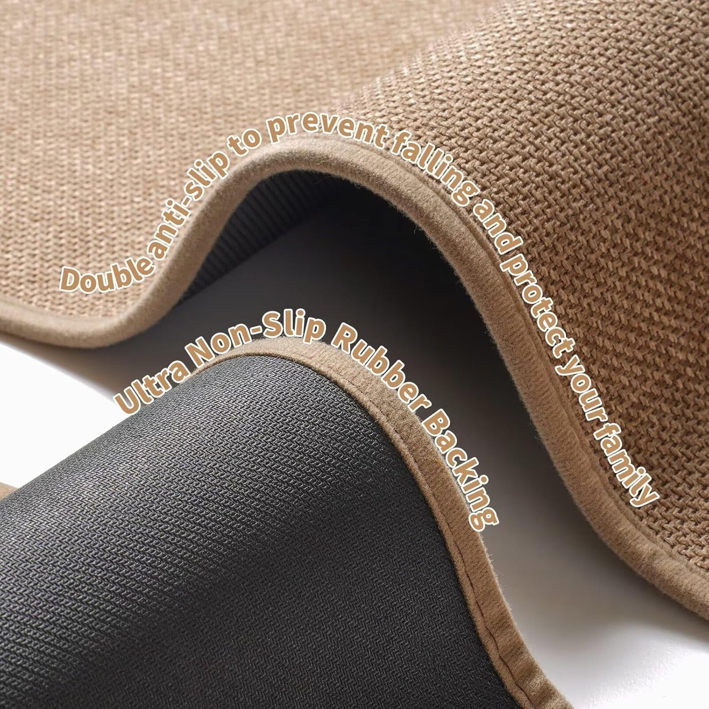 Non Slip Bath Mat Bathroom Rugs, Rubber Backing Braided Ultra Thin Bath Mats, Super Absorbent Quick Dry Bath Rug Shower Mat, Bathroom Floor Mat Fit Under Door, Machine Washable, Brown 24" x 35"