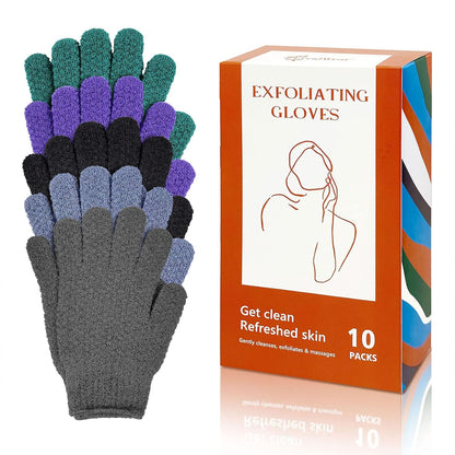 Evridwear Exfoliating Dual Texture Bath Gloves for Shower, Spa, Massage and Body Scrubs, Dead Skin Cell Remover, with Hanging Loop Heavy(5 Pairs Gift Set for Men and Women )