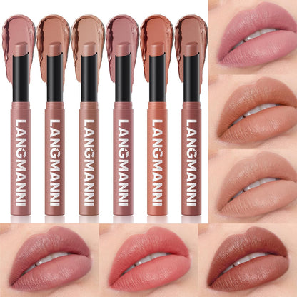 Jolilab 6Pcs Velvet Matte Lipstick Nude Matte Soft Dark Color Stick High Pigmented Long-Lasting Waterproof Lip Stick Lip Balm Beauty Cosmetics Gift for Girls and Women(01#-06#)