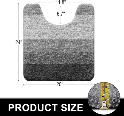 OLANLY Luxury Toilet Rugs U-Shaped 24x20, Extra Soft and Absorbent Microfiber Bathroom Rugs, Non-Slip Plush Shaggy Bath Mat, Machine Wash Dry, Contour Bathroom Mats for Toilet Base, Grey